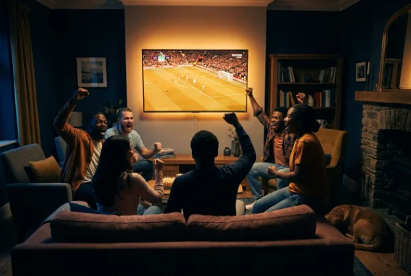 Voetbalsupporters kijken naar een wedstrijd