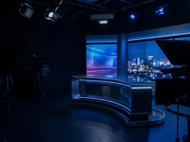 Nieuwsstudio tijdens een uitzending