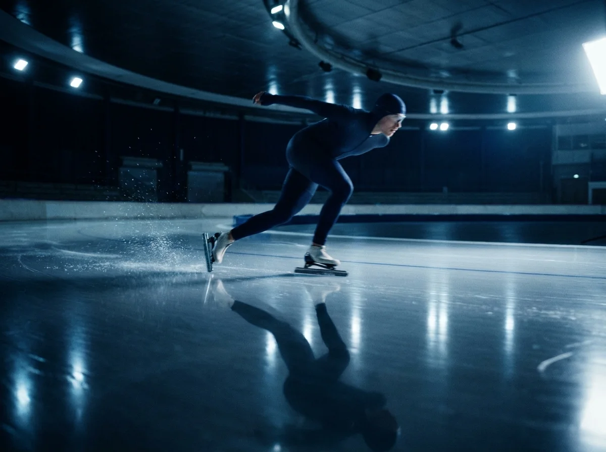 Schaatsers op een ijsbaan tijdens een wedstrijd